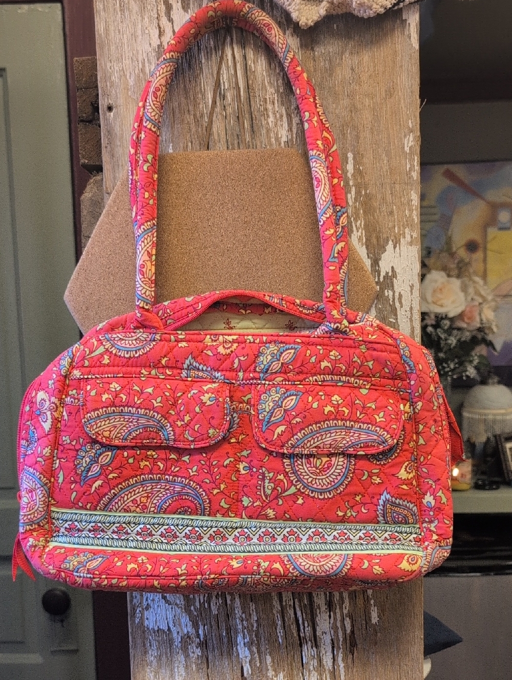 Vera Bradley Red Quilted Paisley Shoulder Bag